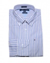 Tommy Hilfiger Men Custom Fit Striped Long Sleeve Logo Shirt