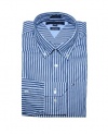 Tommy Hilfiger Men Custom Fit Striped Logo Shirt