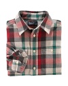 Rendered in warm brushed cotton twill, the classic plaid workshirt is ruggedly handsome.