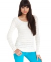 An allover open-stitch knit adds on-trend texture to this BCBGeneration sweater -- perfect for layering!