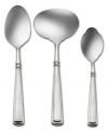 Flatter a variety of table linens and china with the Couplet 3-piece hostess set. Tapered handles lend a graceful accent to every meal. Set includes: large serving spoon, serving ladle and sugar spoon. Lifetime warranty.