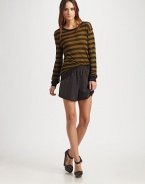 Striped, casual-cool silk design with a comfy elastic waistband. Elastic waistbandSlash pocketsSilkDry cleanImported