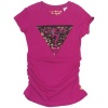 GUESS Kids Girls Little Girl Logo Tee with Sequins, DARK PINK (4)