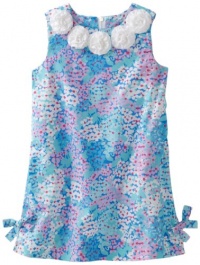 Lilly Pulitzer Girls 2-6X Little Shift Rosettes Dress, Worth Blue Dot Dot Hop, 3