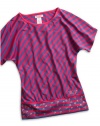 GUESS Kids Girls Big Girl Top with Grommets, MULTICOLORED (10/12)