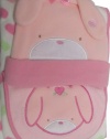 Bon Bebe Pink I Love Puppy Dog Baby Blanket, Cap & Bib Keepsake Gift Set - 3 Piece