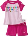 Puma - Kids Baby-girls Infant Reglan Tee And Jersey Short Set, Pink, 12 Months