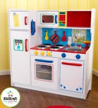 Bold Primary Colors And Oven, Refrigerator, Freezer And Microwave Doors Open And Close - Kidkraft Deluxe Let's Cook Kitchen