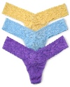 A soft stretchy lace low-rise thong with a thick signature lace waistband in new fashion colors! Style #4911