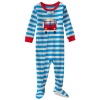 Carter's Baby Boys One Piece Cotton Knit Striped Fire Truck Footed Sleeper Pajamas (12 Months)