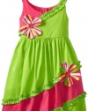 Bonnie Jean Girls 2-6X Green Bias Pieced Sundress, Green, 6X