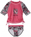 Pink Platinum Girls 2-6X Wild Animal Rashguard Set, Fuschia, 4