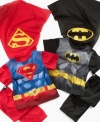 He'll have the power to fight off any bad guys in his dreams with this darling super hero shirt, pants and cape pajamas set from AME.