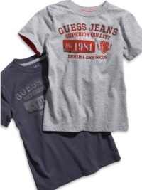 GUESS Kids Boys Big Boy Crewneck with Graphic Print, GREY HEATHER (12/14)