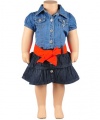 Guess Infant Girls S/S Double Blue W/Red Denim Dress Set (12M)