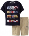 Nautica Boys 2-7 2 Piece Multi Flag Short Set, Sport Navy, 2T