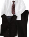 Izod Kids Boys 2-7 Three Piece Striped Dress Vest Set, Black, 3T