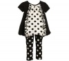 Bonnie Jean Baby Girls Mixed Dot Bubble Dress Outfit Set , Black / White , 24M