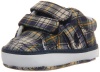 Ralph Lauren Layette Bollingbrook EZ Crib Shoe (Infant/Toddler),White/Navy/Plaid,3 M US Infant