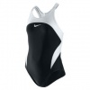 Nike Swim Girl's Team Color Block Power Back Tank Swimsuit - Black 24