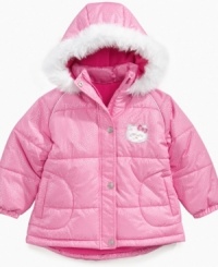 A puffer coat will keep her cozy in the cold – she'll love the snuggly style of this jacket from Hello Kitty.