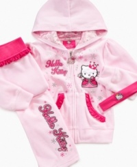 Adorable sparkles and snowflake designs make these pants from Hello Kitty cuddly winter wear.