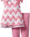 Bonnie Baby Girls Infant Flamestitch Legging Set, Pink, 24 Months