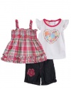 Baby Togs Infant Girls 2 pc plaid top and denim shorts set