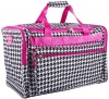 Pink Trim Houndstooth Duffle Carrying Bag - 22