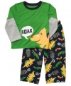 Send him off to have a roaring good time in his dreams in this fun dinosaur shirt and pant sleepwear set from Carter's.