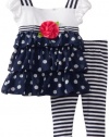 Sweet Heart Rose Baby-girls Infant Nautical Legging Set, Navy/White, 18 Months