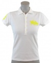 Ralph Lauren Sport Womens Solid Match Pony Polo Shirt - M - White/Yellow Logo