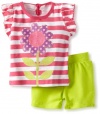 Kids Headquarters Baby-Girls Infant Stripes Tee With Short, Pink, 24 Months