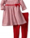 Little Me Baby-girls Infant Stripe Dress And Legging Set, Red/Multi, 12 Months