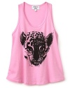 A too-cute cheetah cub adorns this summer-perfect racerback tank from Wildfox Kids.