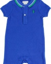 Ralph Lauren Layette Boy's Tipped Mesh Shortall, Blue, 3 Month