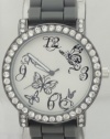 Mark Naimer Butterfly Gray Watch Rhinestone on Bezel Gray Case N Silicon Rubber Band