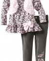 Nannette Baby-Girls Infant 2 Piece Leopard Pant Set, Grey, 12 Months