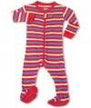 Leveret Footed Striped RBY Pajama Sleeper 100% Cotton (Size 6M-5T) (3 Toddler, Red/Yellow/Blue)