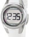 Armitron Women's 45/7021WHT Silver-Tone and White Sparkle Digital Sport Watch