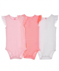 Carter's Tutu Sleeves 3-Pack Bodysuits (Sizes NB - 24M) - white/pink, 18 months