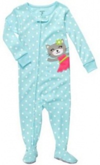 Carter's Polka Dot Kitty One Piece Snug Fit Cotton Footed Pajamas 2t-4t (2t)