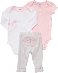 Carters Baby Girl's 3 Piece Pink Bodysuit Set Pink Heart