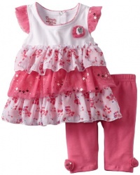 Nannette Baby-girls Infant 2 Piece Floral Ruffle Legging Set, Pink, 18 Months