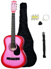 Beginner 38 Pink Acoustic Guitar Set with Gig Bag and Accessories