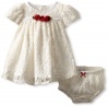 Hartstrings Baby-Girls Newborn Knit Lace Dress And Diaper Cover Set, Sugar Creme, 3-6 Months