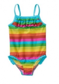 Child of Mine by Carters Girls Stripe One-Piece Swimsuit - UPF 50+ (6-9 Months)