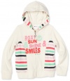 Roxy Kids Girls 2-6X Roxy Teenie Wahine - April Showers Hoodie, Natural/Multi-Color Stripe, 2T