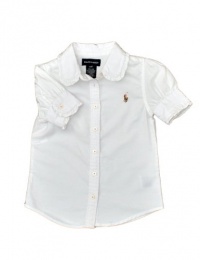 Ralph Lauren Toddler Girl's Ruffle Basic Oxford (4/4T, White)