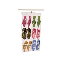 Clear Vinyl 12 Pocket Shoe Caddy with Hanger